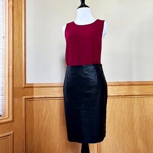 Bishop + Young Braided Vegan Leather Pencil Skirt Black
